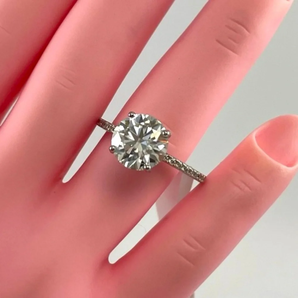 3ct Moissanite Round Cut Sterling Silver Solitaire Engagement Bridal Ring Sz‎ 9